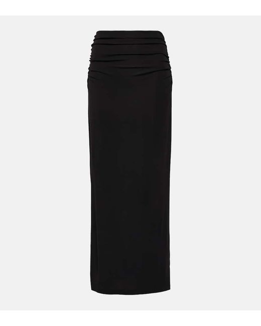 Velvet Black Hilton Ruched Jersey Midi Skirt