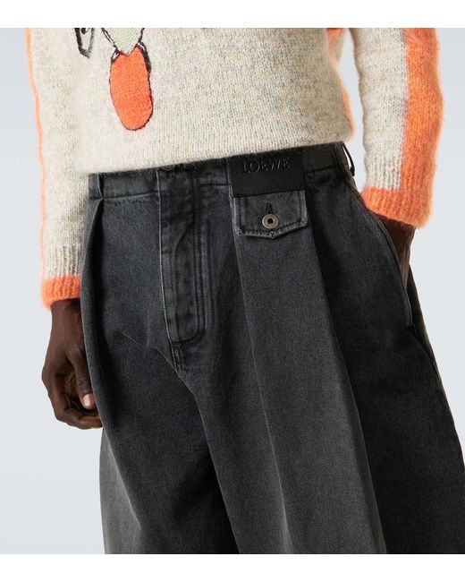Loewe Gray Pleated Barrel-Leg Jeans for men