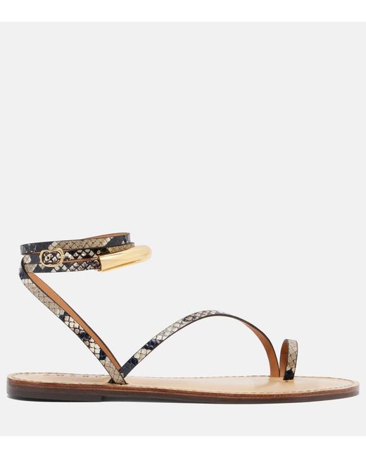 Amanu Metallic Kalahari Snake-Effect Leather Sandals