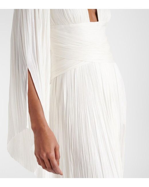Maria Lucia Hohan White Alana B Plisse Silk Maxi Dress