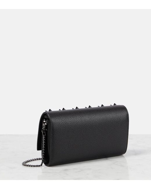 Christian Louboutin Black Paloma Embellished Leather Wallet On Chain