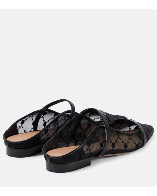 Malone Souliers Black Maureen Leather-trimmed Mules