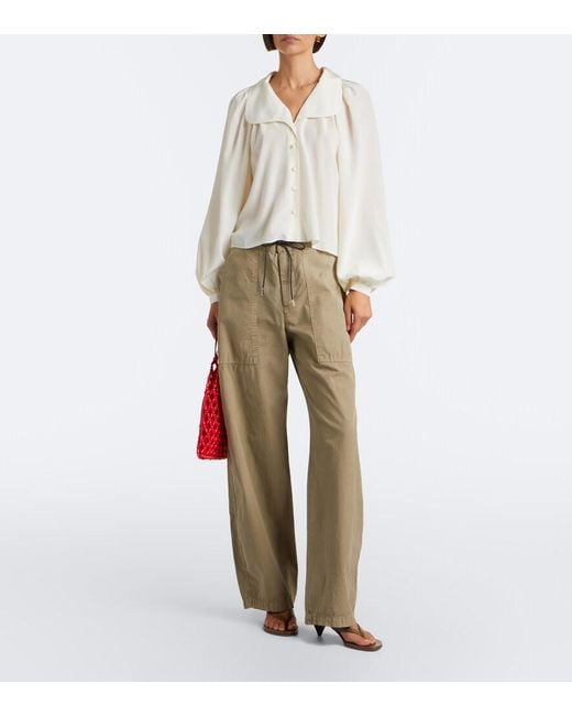 FRAME White Gala Silk Georgette Blouse