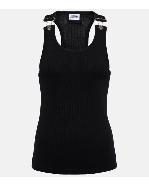 Jean Paul Gaultier Black Ribbed-knit Cotton Tank Top