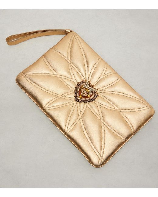 Dolce & Gabbana Natural Devotion Mini Metallic Leather Pouch