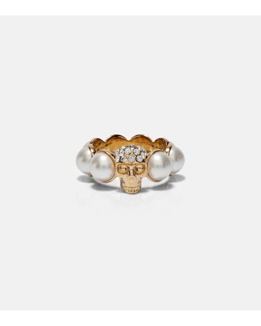 McQueen Metallic Skull Embellished Ring