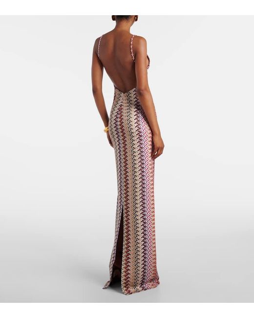 Missoni White Zigzag Lame Maxi Dress