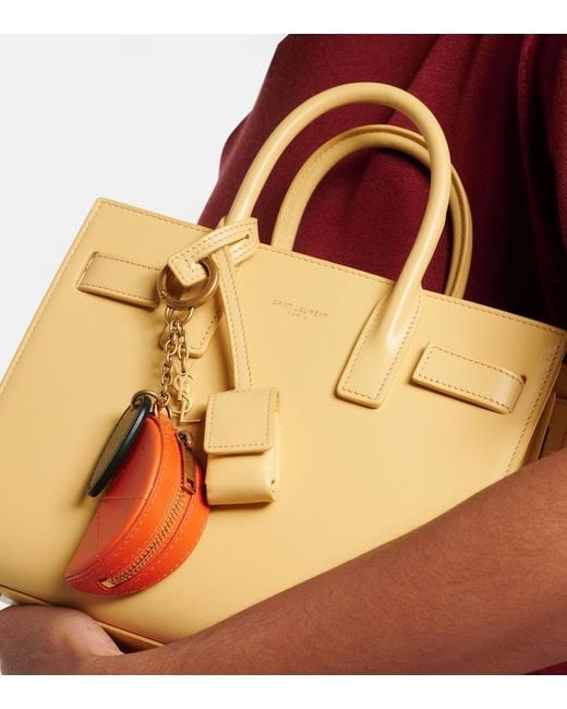 Saint Laurent Orange Leather Keychain