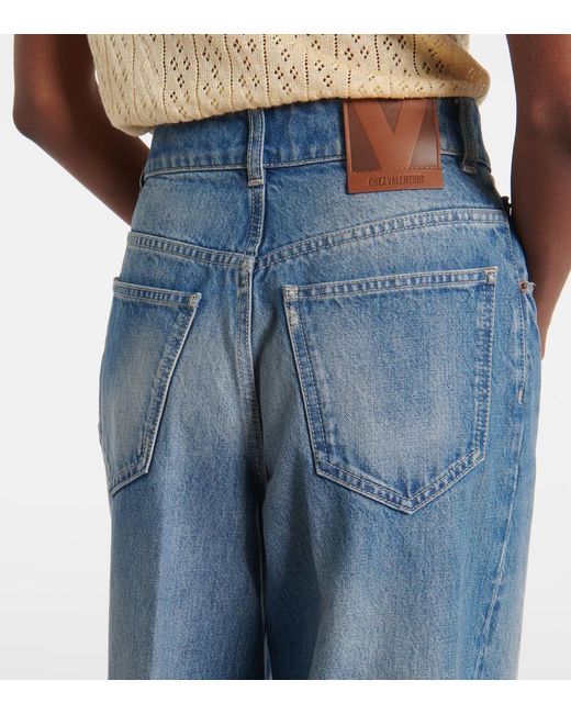 Valentino Blue High-Rise Wide-Leg Jeans