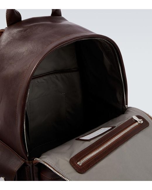 Brunello Cucinelli Brown Leather Backpack for men