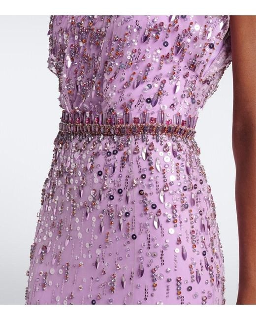 Jenny Packham Purple Lauretta Sequined Tulle Gown