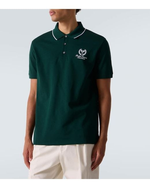Ralph Lauren Green Logo Cotton Pique Polo Shirt for men