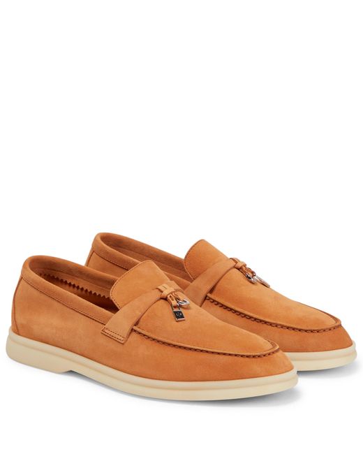 Loro Piana Summer Charms Walk Suede Loafers in Brown | Lyst