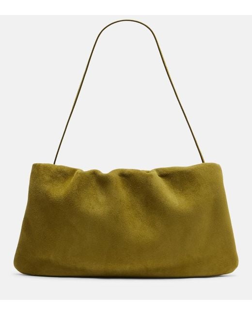 The Row Green Bourse Suede Clutch