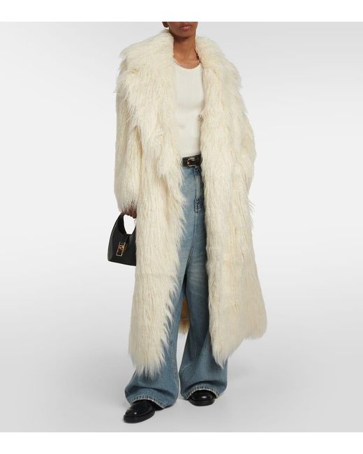 Frankie Shop Natural Nicole Oversized Faux Fur Coat