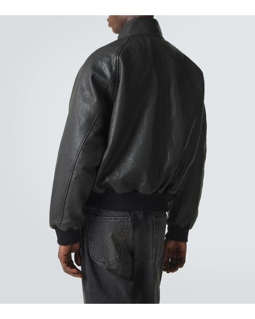 Studio Nicholson Black Over Leather Bomber Jacket for men