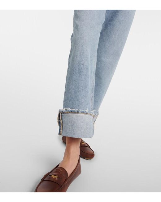 Agolde Blue Fran Mid-Rise Straight Jeans