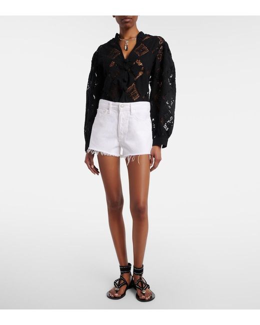 Agolde White Parker Denim Shorts