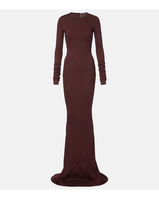 Rick Owens Purple Drkshdw Simple Edfu Cotton Jersey Maxi Dress