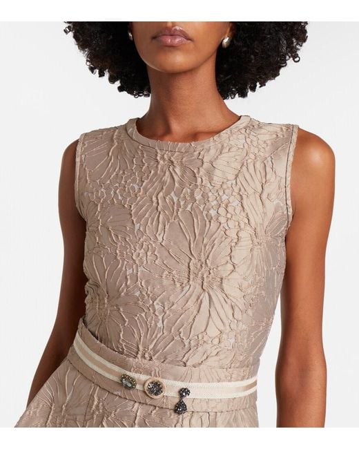 Max Mara Brown Belted Jacquard Midi Dress