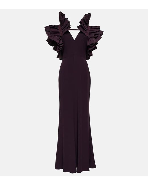 Alexander McQueen Purple Ruffled Crepe And Faille Gown