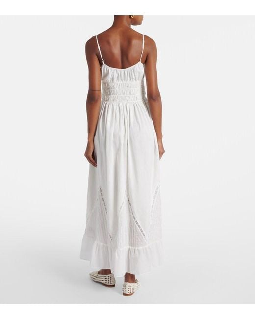 Faithfull The Brand White Meline Cotton Voile Maxi Dress
