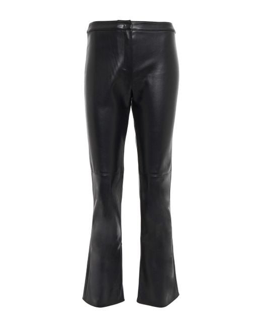 Max Mara Karub Cropped Faux Leather Pants in Black (Blue) | Lyst UK