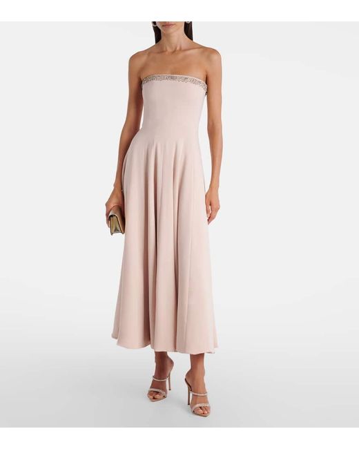 Costarellos Pink Aldina Crystal-Embellished Crepe Midi Dress