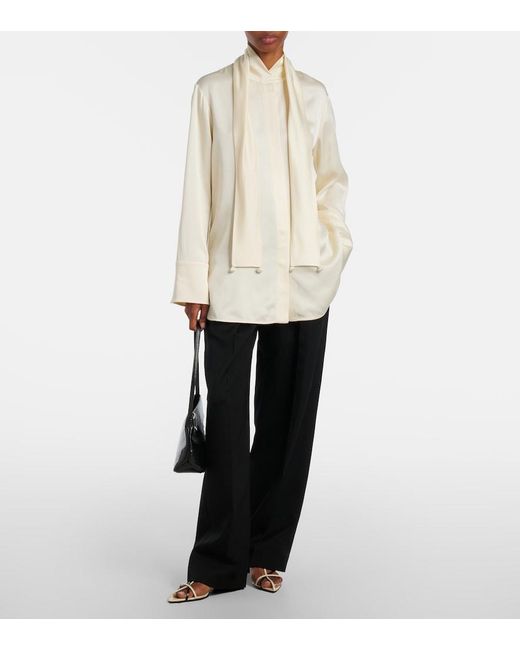 Jil Sander Natural Scarf-Detail Satin Shirt
