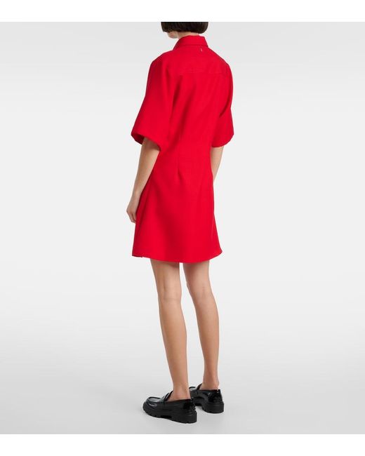 AMI Red Virgin Wool Canvas Shirt Dress