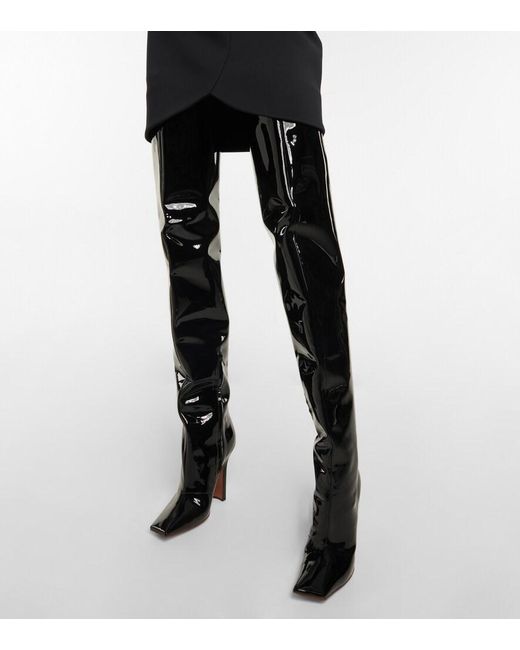 Vetements Boomerang Leather Over-the-knee Boots in Black | Lyst
