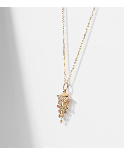 Sydney Evan White Ufo 14Kt Pendant Necklace With Diamonds