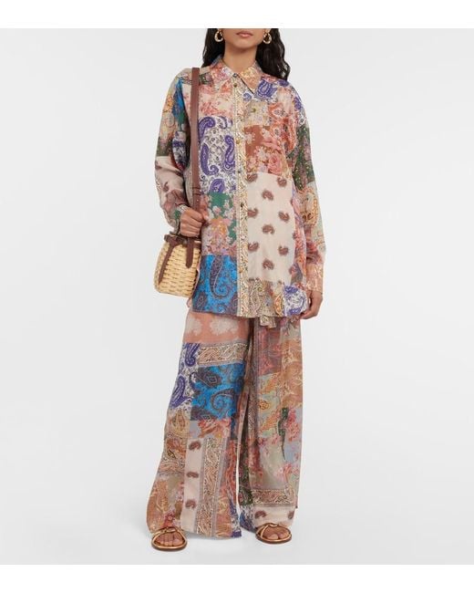 Camicia Patchwork Oversize Devi di Zimmermann in Blue