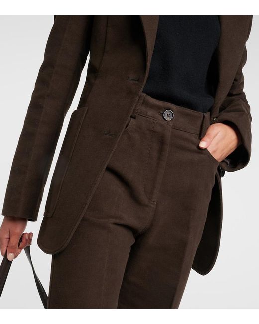 Totême Brown High-Rise Velour Straight Pants