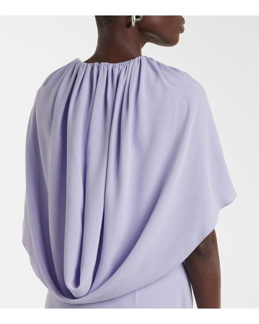 Roland Mouret Purple Caped Crepe Satin Cocktail Dress
