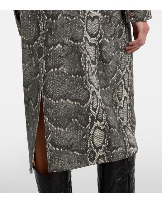 Gabriela Hearst Gray Adelaide Snake-Print Cotton Midi Skirt