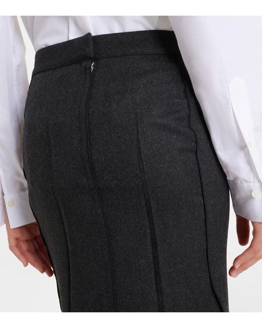 Victoria Beckham Black Draped Virgin Wool Midi Skirt