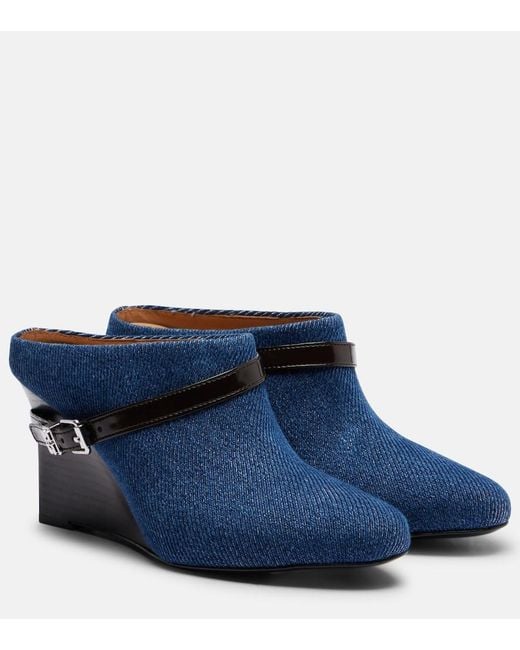 Ganni Blue Wedge Ankle Boots