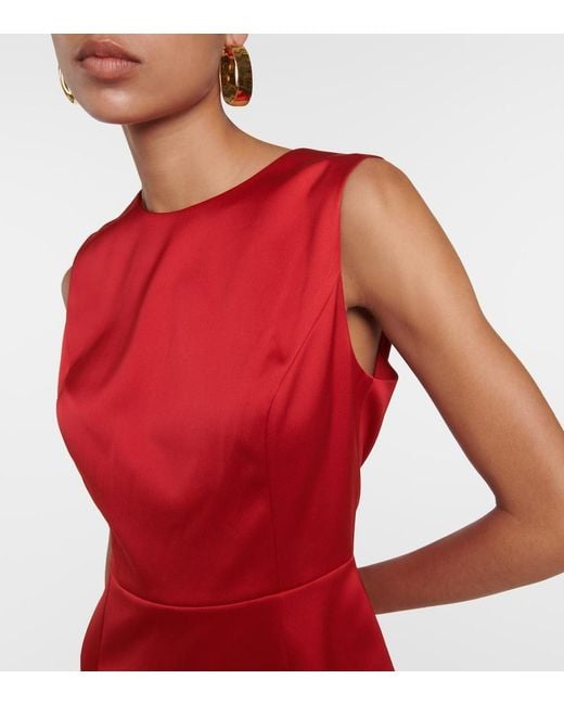 Carolina Herrera Red Caped Satin Gown