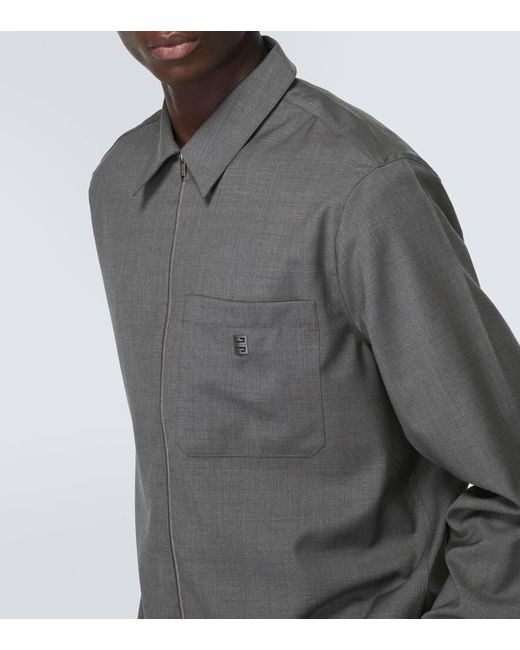 Giacca camicia in lana vergine di Givenchy in Gray da Uomo