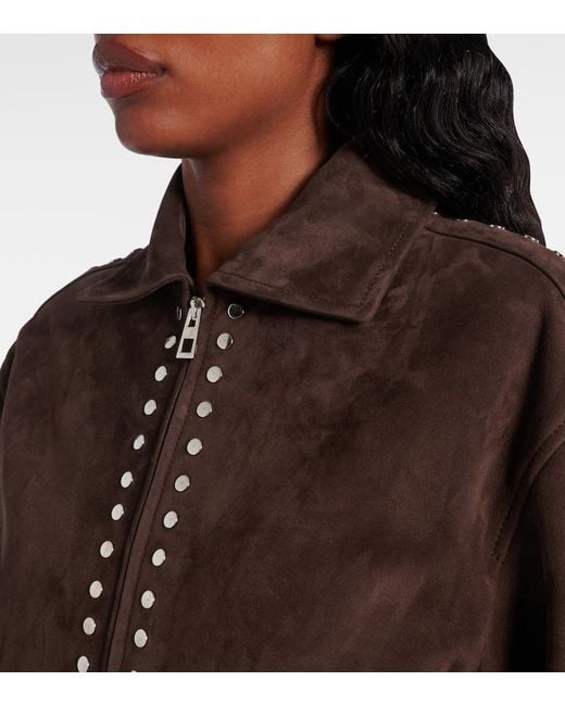 Loewe Brown Studded Suede Bomber Jacket