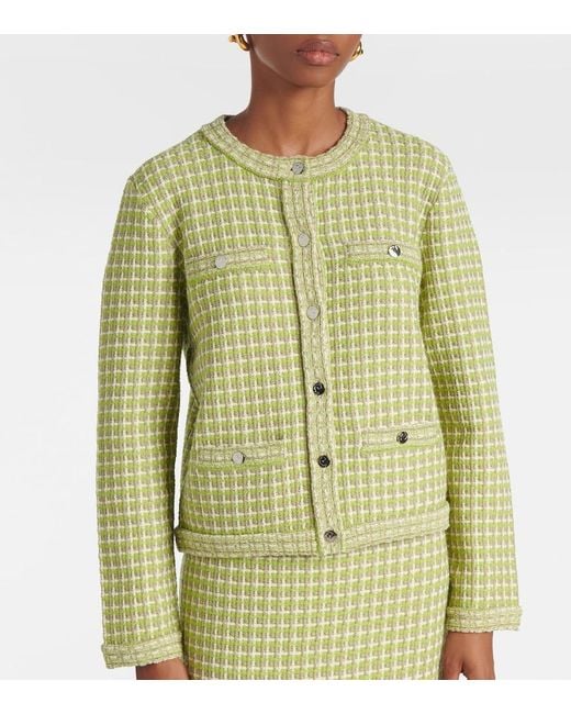 Tory Burch Green Knitted Checked Jacket