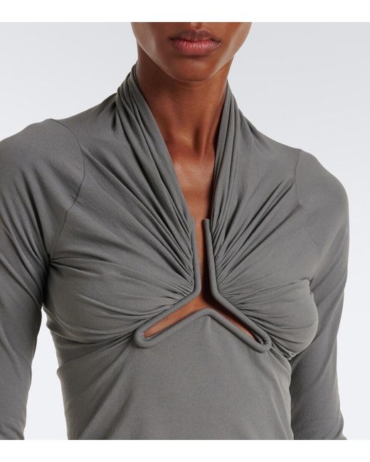 Rick Owens Gray Allanah Gathered Jersey Top