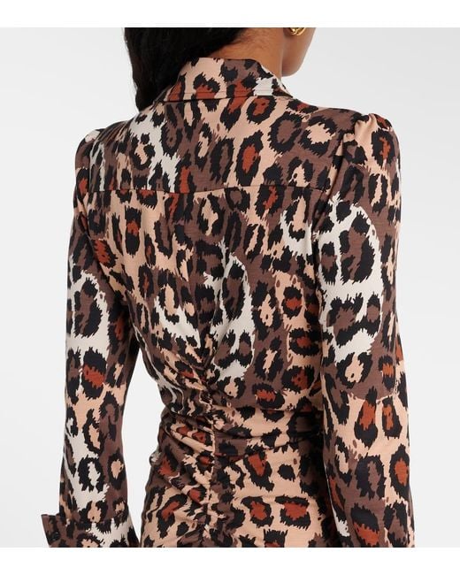 Diane von Furstenberg Brown Sheska Leopard-Print Midi Dress