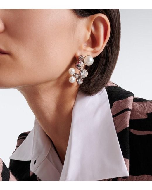 Dries Van Noten Metallic Crystal-Embellished Earrings