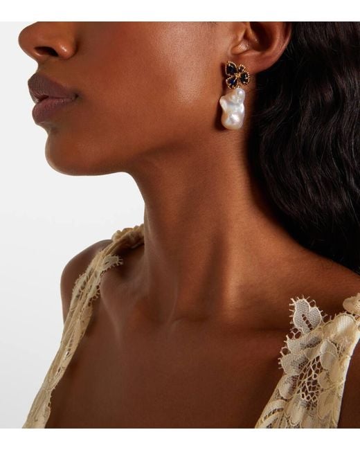 Zimmermann Blue Bloom Baroque Pearl Drop Earrings