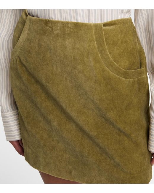 Blazé Milano Green Coci High-Rise Cotton Velvet Miniskirt