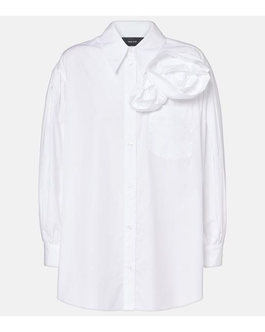 Simone Rocha White Floral-Applique Cotton Shirt