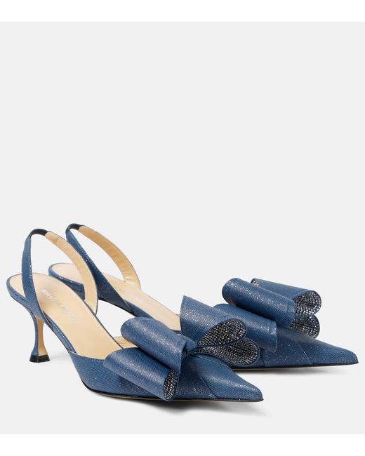 Mach & Mach Blue Le Cadeau 65 Denim Slingback Pumps