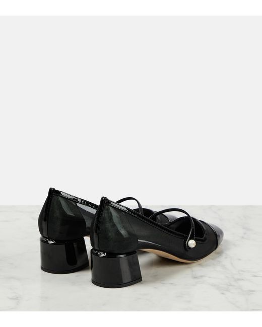 Jimmy Choo Black Elisa 45 Mesh Mary Jane Pumps